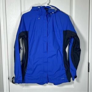 L.L. Bean Rain Jacket Womens Blue Black Windbreaker Hooded Light Size Small